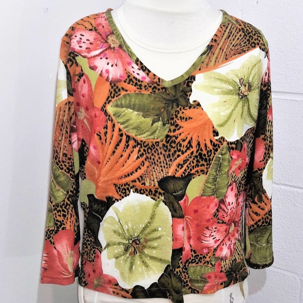 Bleu Haven Floral Top Woman's XL #0309